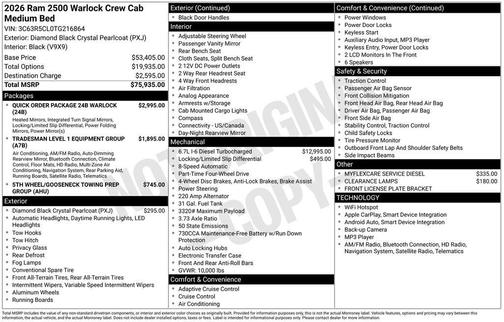 Diamond Black 2026 RAM 2500 Tradesman