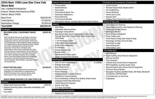 Molten Red Pearlcoat 2026 RAM 1500 Big Horn/Lone Star