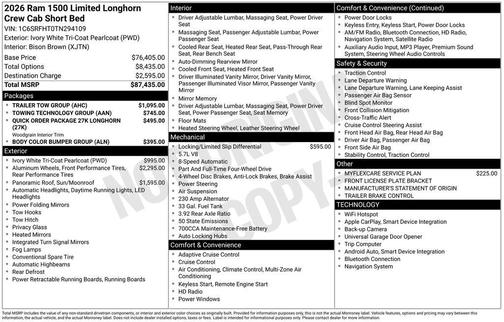 Ivory White 2026 RAM 1500 Limited
