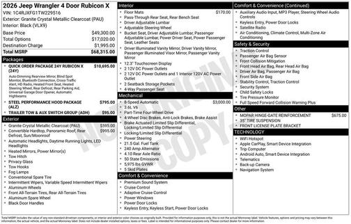 Granite Crystal Clearcoat Metallic 2026 Jeep Wrangler Rubicon