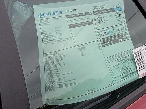 Red 2026 Hyundai SONATA SE