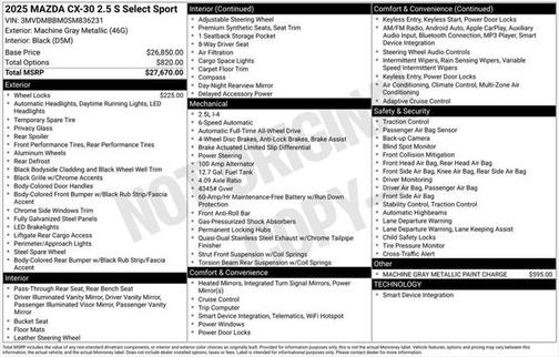 2025 Mazda CX-30 2.5 S Select Sport