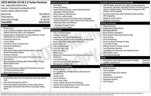 2025 Mazda CX-50 2.5 Turbo Premium Package