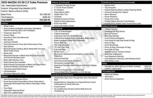 2025 Mazda CX-50 2.5 Turbo Premium Package
