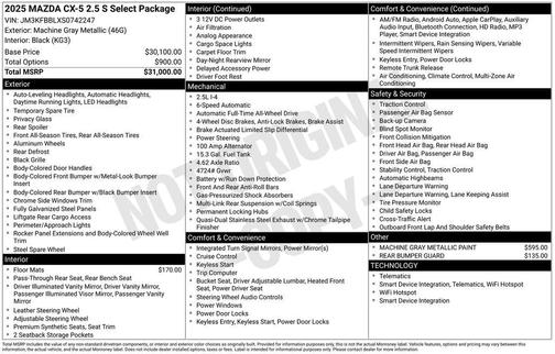 2025 Mazda CX-5 2.5 S Select