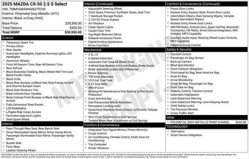 2025 Mazda CX-50 2.5 S Select Package