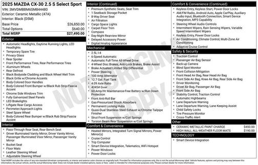 2025 Mazda CX-30 2.5 S Select Sport
