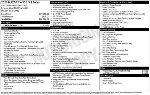 2026 Mazda CX-50 2.5 S Select Package
