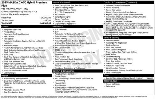 2025 Mazda CX-50 Hybrid Premium Plus Package