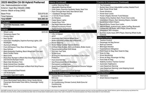 2025 Mazda CX-50 Hybrid Preferred Package