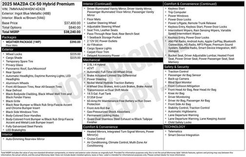 2025 Mazda CX-50 Hybrid Premium Package