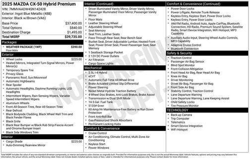 2025 Mazda CX-50 Hybrid Premium Package