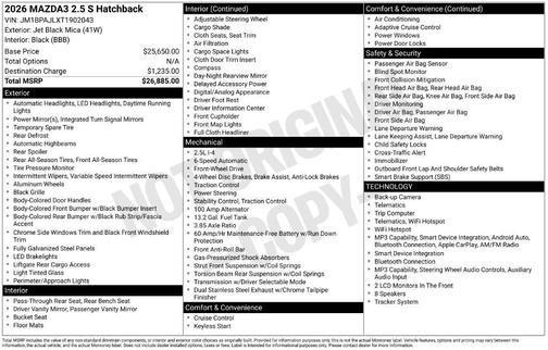 Jet Black Mica 2026 Mazda Mazda3 FWD