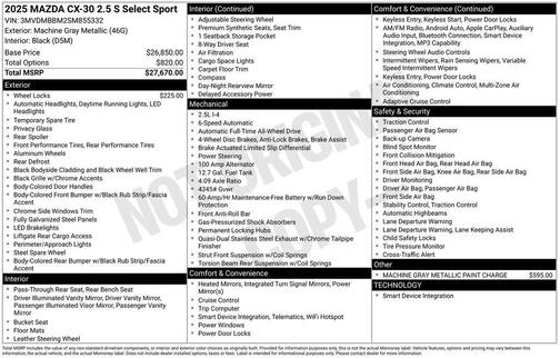 2025 Mazda CX-30 2.5 S Select Sport