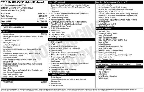 2025 Mazda CX-50 Hybrid Preferred Package
