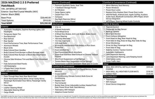 2026 Mazda Mazda3 FWD w/Preferred Package