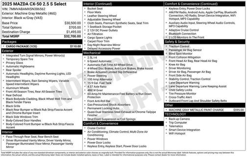 2025 Mazda CX-50 2.5 S Select Package