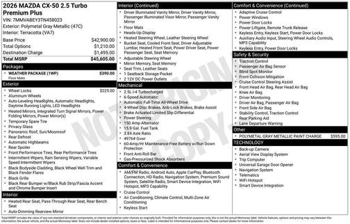 2026 Mazda CX-50 2.5 Turbo Premium Plus Package