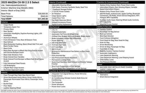 2025 Mazda CX-50 2.5 S Select Package