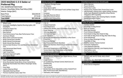 2025 Mazda Mazda3 FWD w/Preferred Package