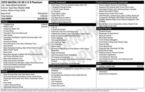 2025 Mazda CX-50 2.5 S Premium Package