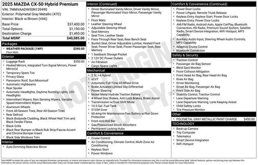 2025 Mazda CX-50 Hybrid Premium Package