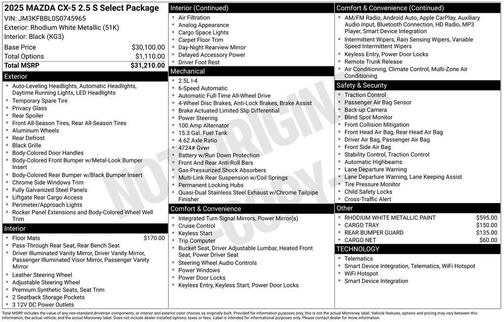 2025 Mazda CX-5 2.5 S Select
