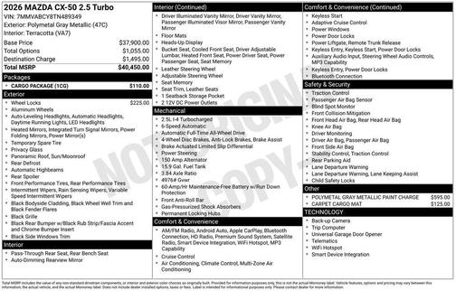polymetal gray metallic 2026 Mazda CX-50 2.5 Turbo