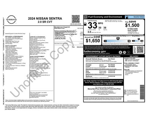 White 2024 Nissan Sentra SR