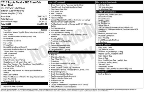 Super White 2016 Toyota Tundra SR5