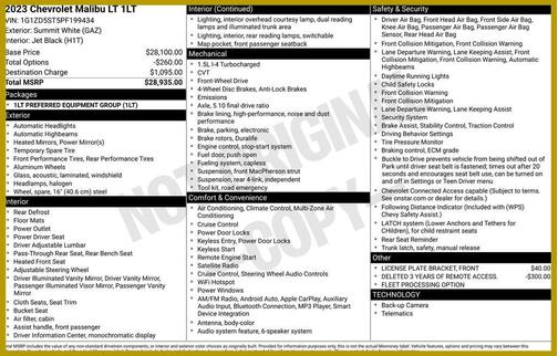 Summit White 2023 Chevrolet Malibu FWD 1LT