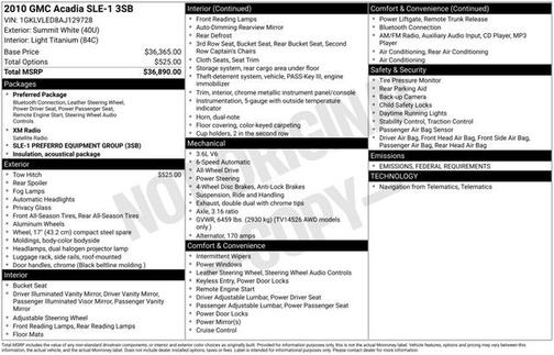 2010 GMC Acadia SLE