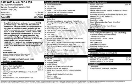 2012 GMC Acadia SLE