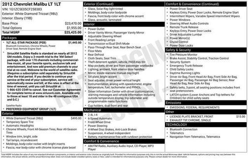 2012 Chevrolet Malibu 1LT