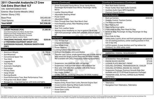 2011 Chevrolet Avalanche 1500 LT