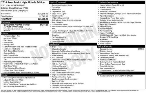 2016 Jeep Patriot High Altitude