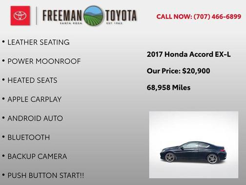 Crystal Black Pearl 2017 Honda Accord EX-L