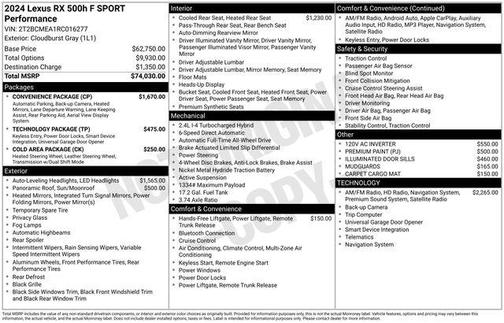 2024 Lexus RX 500h F SPORT Performance