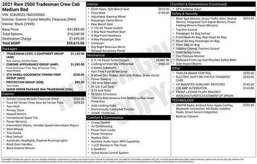 2021 RAM 2500 Tradesman Crew Cab 4x4 6'4' Box