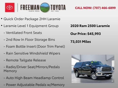 Diamond Black Crystal Pearlcoat 2020 RAM 2500 Laramie Crew Cab 4x4 8' Box