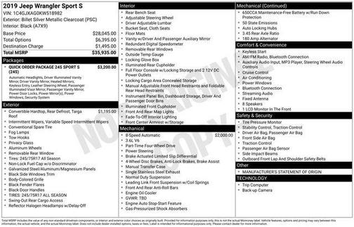 2019 Jeep Wrangler Sport S