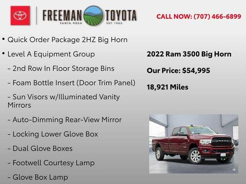 2022 RAM 3500 Big Horn Crew Cab 4x4 8' Box