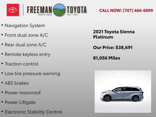 2021 Toyota Sienna Platinum 7 Passenger