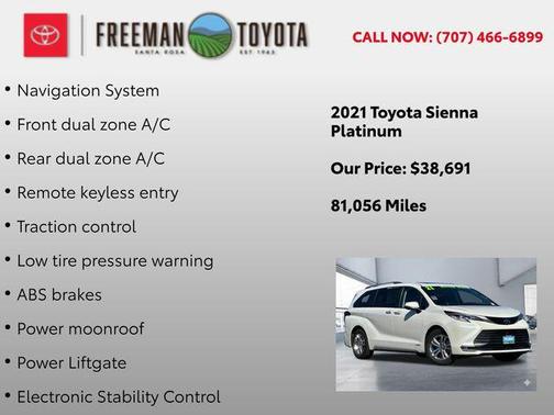 2021 Toyota Sienna Platinum 7 Passenger