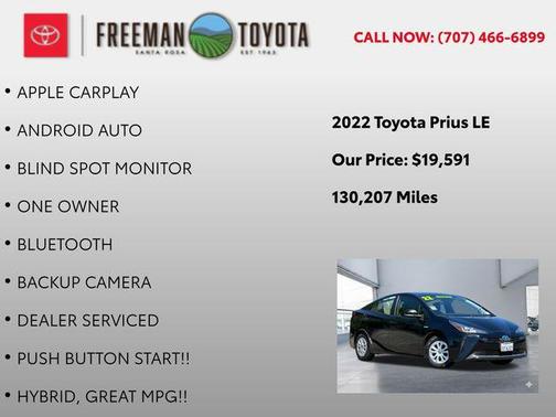Midnight Black Metallic 2022 Toyota Prius LE