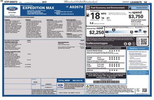 Star White Metallic Tri-Coat 2020 Ford Expedition Max Limited