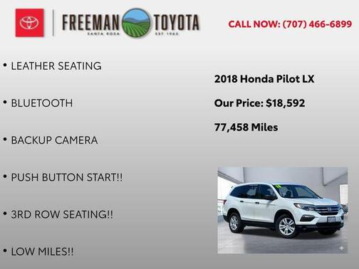White Diamond Pearl 2018 Honda Pilot LX