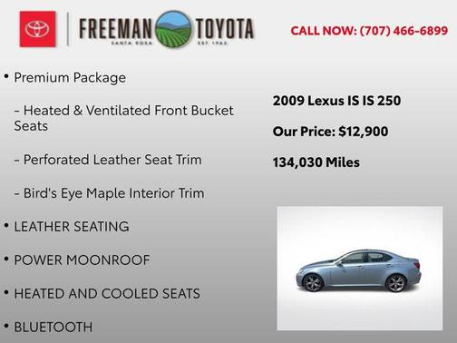 Breakwater Blue Metallic 2009 Lexus IS 250 Base