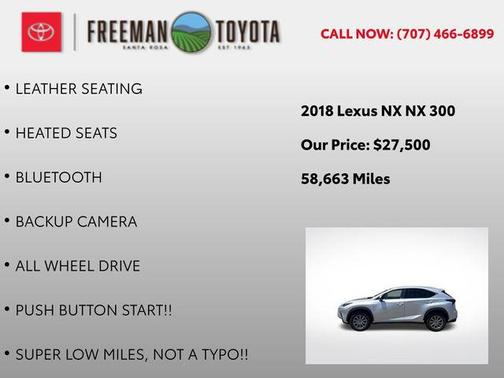 Silver Lining Metallic 2018 Lexus NX 300 Base