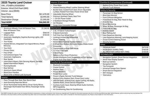 Wind Chill Pearl 2025 Toyota Land Cruiser Base